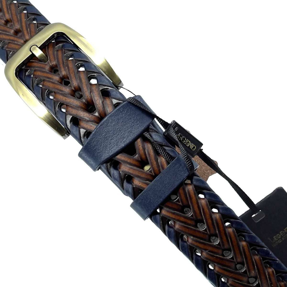 LEGEND ACCESSORIES MEN’S ΠΛΕΚΤΗ ΔΕΡΜΑΤΙΝΗ ΜΠΛΕ ΜΕ ΚΑΦΕ ΖΩΝΗ LGD-32-21